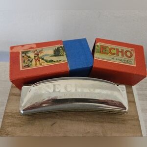Vintage M Hohner Echo Grand Prix Curved Harmonica With Box Germany